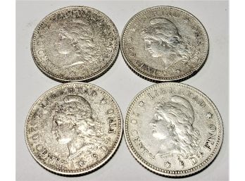 1883 Republica Argentina 20 Cent 9 Dos Silver Coins