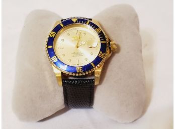 Invicta Men's Automatic 200 Meter Water Resistant Watch With Leather Band