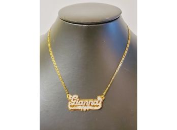 Ladies Gold Plated Sterling Silver 925 Chain With Crystal 'Gianna' Name 15' Necklace