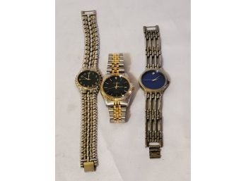 Three Men's Fashion Stainless Steel Watches - All Will Need Batteries - Geneva, Gitano & Unbranded