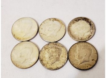 Six Vintage US Kennedy Half Dollar Coins - Five 1964 & One 1967 Coin