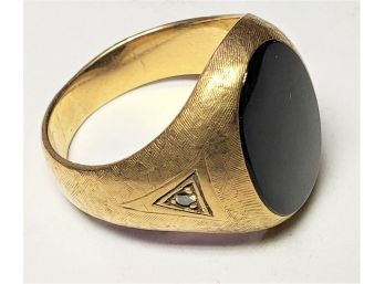 Men's Brass And Onyx Ring