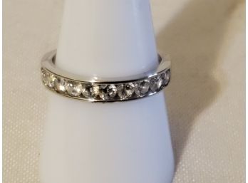 Pretty Sterling Silver & CZ Channel Band - Size 9