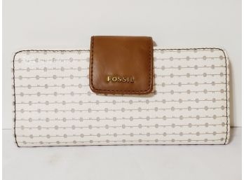 Fossil Ladies Cream & Brown Wallet - New