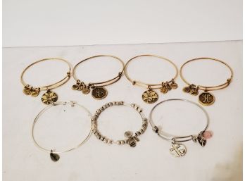 Assortment Of Gold & Silver Tone Alex And Ani & Unbranded Bangle Bracelets