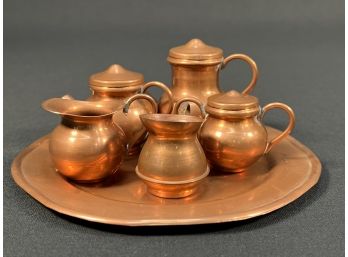 Vintage Small Copper Serving Set W Tray