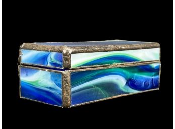 Vintage Stained Glass Jewelry Trinket Box