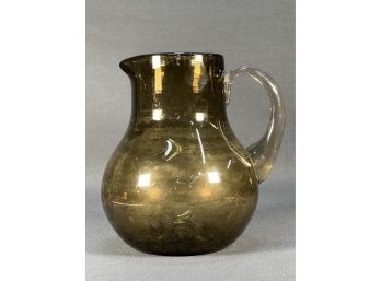 Large Antique Amber Glass Pitcher