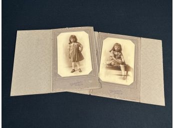 Two Antique Mounted Photos Of The Grumpiest Little Girl