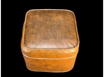 Vintage Brown Naugahyde Hassock Footrest