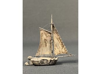 Silver Miniature Sailing Ship Boat  Paperweight