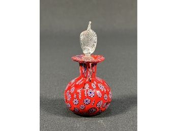 Small Vintage Hand Blown Glass Vial With Stopper