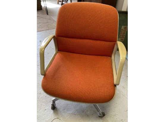 All Steel Inc. Vintage Orange Adjustable Office Chair On Wheels