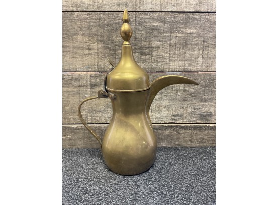 A Handmade Brass Dallah With A Domed & Hinged Lid