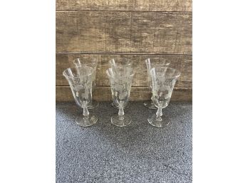 Beautiful Etched Crystal Parfait Glasses