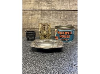 Metalware Lot Including Maxwell House Tin