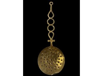 A Large Brass Decorative Strainer Sifter With Some Copper Detail