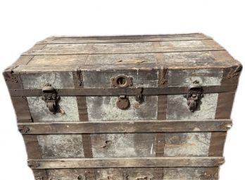 A Beautiful Antique Trunk With Great Patina & Great Hardware