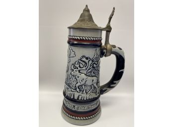 A Handcrafted Brazilian Stein With Goats, Sheep, Moose, Eagle, Falcon - 1976 Avon Stein