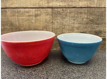 Vintage Primary Red & Blue Pyrex Bowls