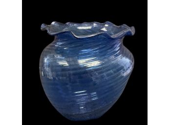 So Pretty! Blue Blown Glass Pot