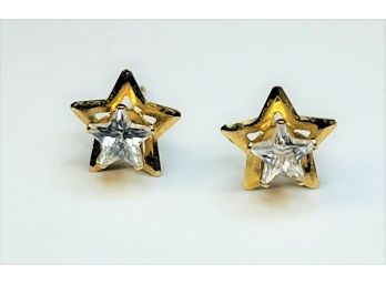 14k Yellow Gold ....Star Diamond Stud Earrings