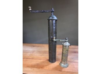 Two Fantastic Antique Pepper Grinders / Pepper Mills - One Is VERY Early - Absolutely Beautiful - Nice Lot