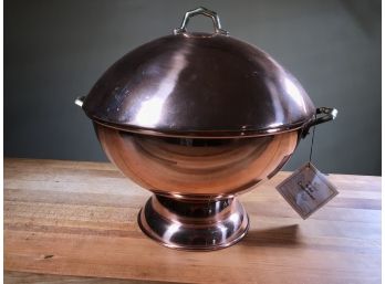 Beautiful Large Solid Copper Tureen With Lid & Ladle - Handcrafted In Old World Tradition - NEVER USED