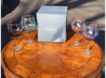 Set Of Four Marquis By WATERFORD Polka Dot Glasses - NEVER USED In Original Box - 4 Different Colors