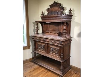 Stunning Antique French Server With Marble Top - Paid $8,500 - Incredible Carvings - Super Fine Quality