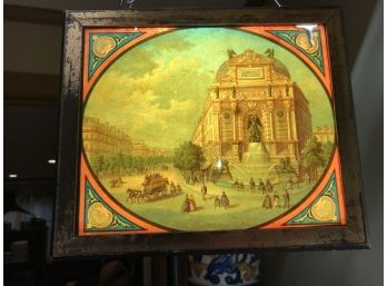 Two (2) Lovely Antique / Victorian Reverse Printed / Painted Artwork - Unusual Pieces - Silver Gilt Frame