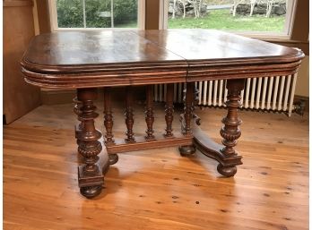 Lovely Large French Antique Dining Table - Fruitwood With Spindles - Two Leaves That Are Not Original