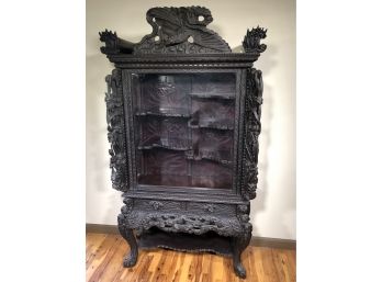 Truly Fabulous Antique Chinese Cabinet EVERY FLAT SURFACE CARVED ! - This Piece Is TRULY Amazing