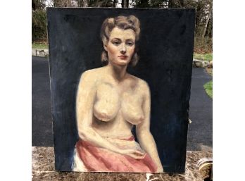 Great Antique Oil On Canvas Painting Of Nude Woman - Unsigned / Unframed - S. DURHAM Painted On Reverse