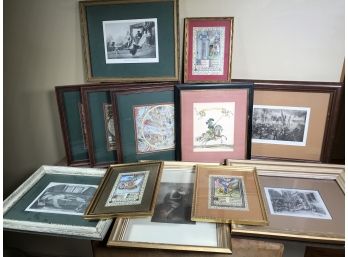Fantastic Grouping Of Antique / Decorative Prints - Various Colors / Sizes & Subjects - Great Decoration