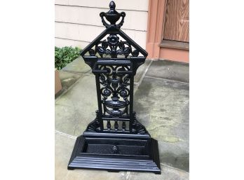Fabulous Antique Cast Iron Umbrella / Cane Stand With Lower Tray 1860-1880 - From English - Restored !