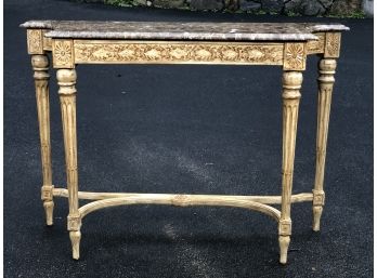 (1 Of 2) Fabulous French Style Hand Carved Console Table With Marble Top Table - Paid $1,400 Each - NICE !
