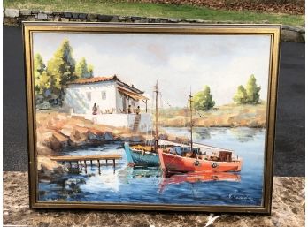 Lovely Vintage Oil On Board Signed Illegibly - K. Kouuivaik ? - Very Nice Painting - In Original Frame