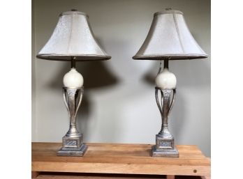 Pair Of New Decorator Lamps & Shades - One Still Has Tag - Two Lamps - Two Shades - By Ashley - Two For One