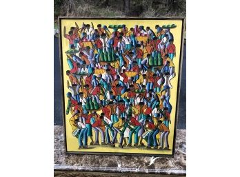 Fantastic Vintage Oil On Board - Listed Haitian Artist E. LAURENT / FILS CASIMIR - Incredible Colors - NICE !