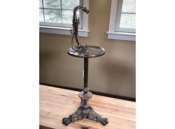 Fabulous Solid Bronze Smoking ? Cocktail ? Stand With Large Ornate Dragon - Highly Detailed And VERY Heavy