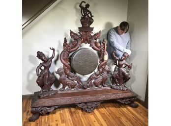 Spectacular Antique Southeast Asian Heavily Carved Temple Gong - Client Paid $18,000 - Museum Piece - WOW !