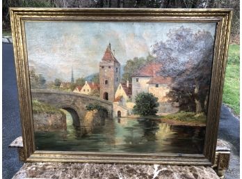 Wonderful Antique Oil On Canvas Painting - Signed By R. Keutey ? R. Kauttey ? - Cannot Make Out Signature
