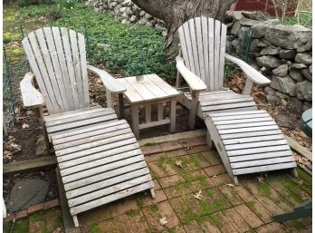 Pair WALPOLE Paddle Arm Adirondack Chairs & Ottomans - Paid Over $1,500 - Chairs $575 Ea. - Ottomans $219 Ea.