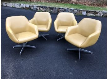 Amazing Set Of Four (4) MCM / Midcentury Modern Chairs With Aluminium Swivel Bases By Cole - GREAT LOOK !