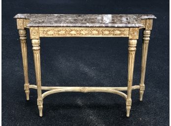 (2 Of 2) Fabulous French Style Hand Carved Console Table With Marble Top Table - Paid $1,400 Each - NICE !