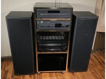 Rack Stereo System With High Quality Components NAD - Yamaha - Pair Large Allison Speakers - All In Rack
