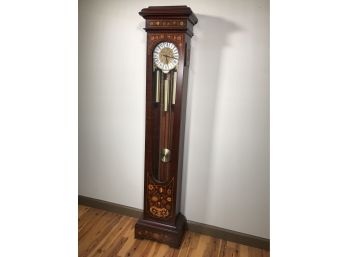 Beautiful Grand Clock Marked Tiffany - Inlaid Case - Mechanical Movement - Made In Italy - Runs But Stops