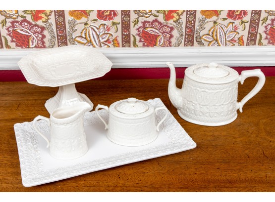 Six-Piece Two's Company Fine Porcelain Tea Service Set