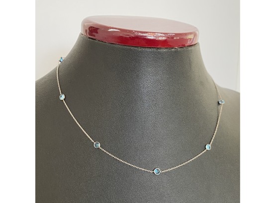 Delicate 14K White Gold And Aquamarine Necklace